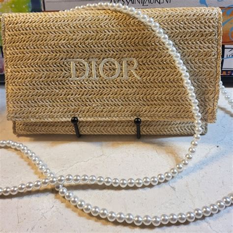 dior raffia clutch bag